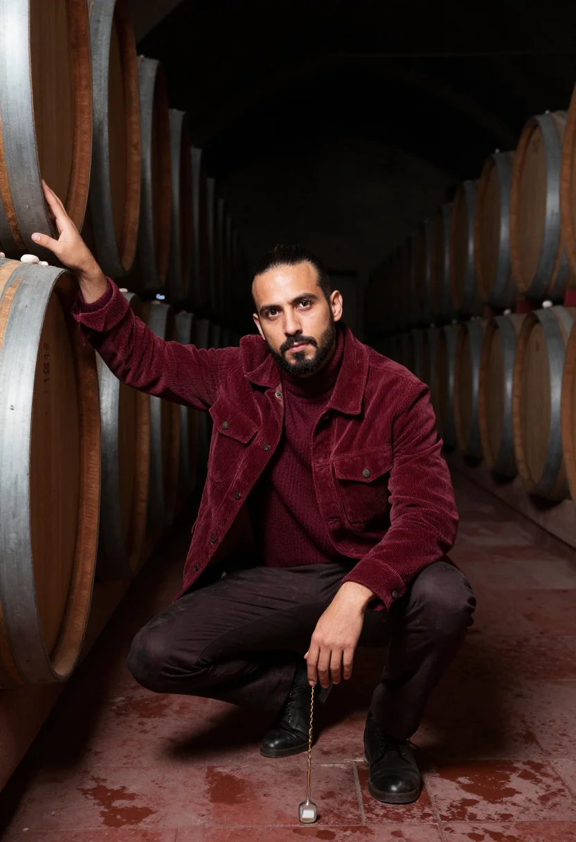 AI bordeaux chai sample — portrait of a man, a man in his forties with olive skin, dar
