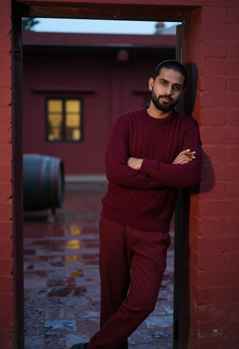 AI bordeaux chai sample — portrait of a man, a man in his forties with tanned skin, br