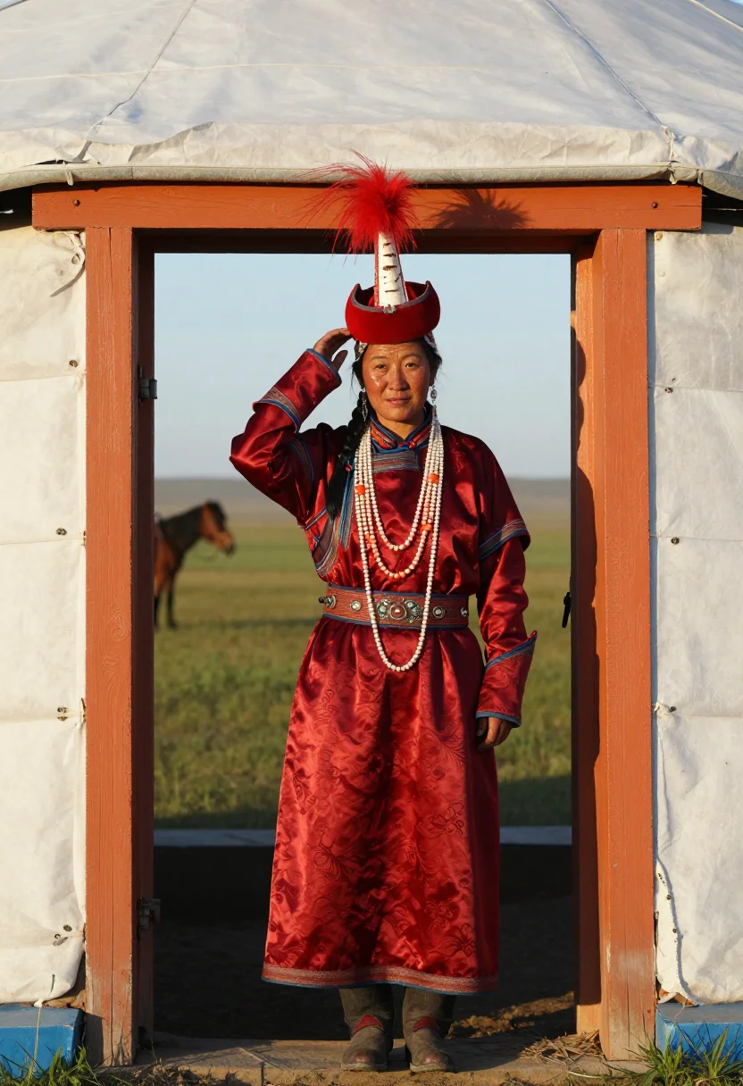 AI borte khatun sample — portrait of a woman, chest-up portrait of a Mongolian woman