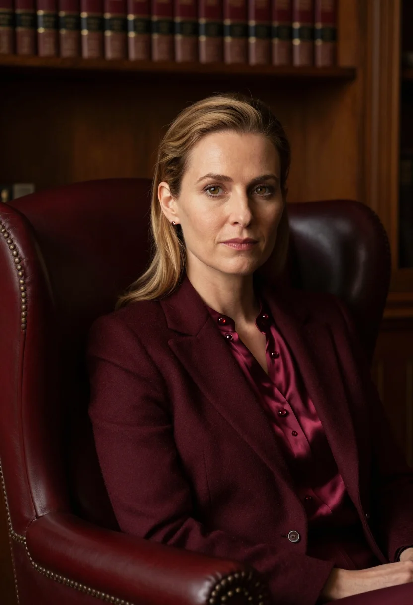 AI boston brownstone lawyer burgundy sample — portrait of a woman, tight head-and-shoulders portrait of a