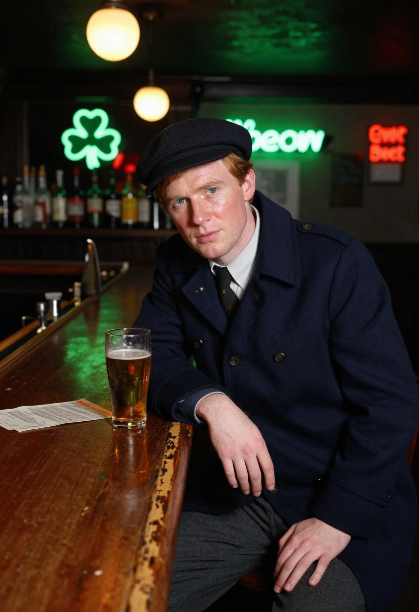 AI boston irish mob sample — portrait of a man, seated three-quarter figure of an Irish-A