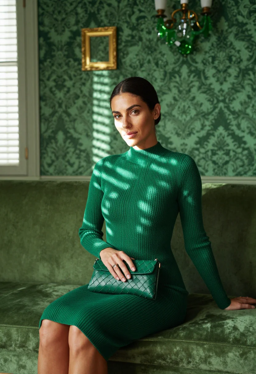 AI bottega green sample — portrait of a woman, three-quarter-length portrait of a Sout