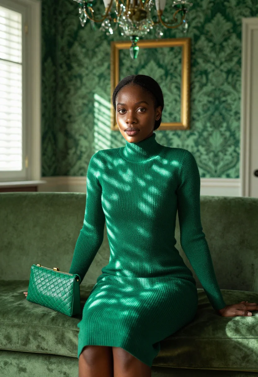 AI bottega green sample — portrait of a woman, half-length portrait of a Black woman w