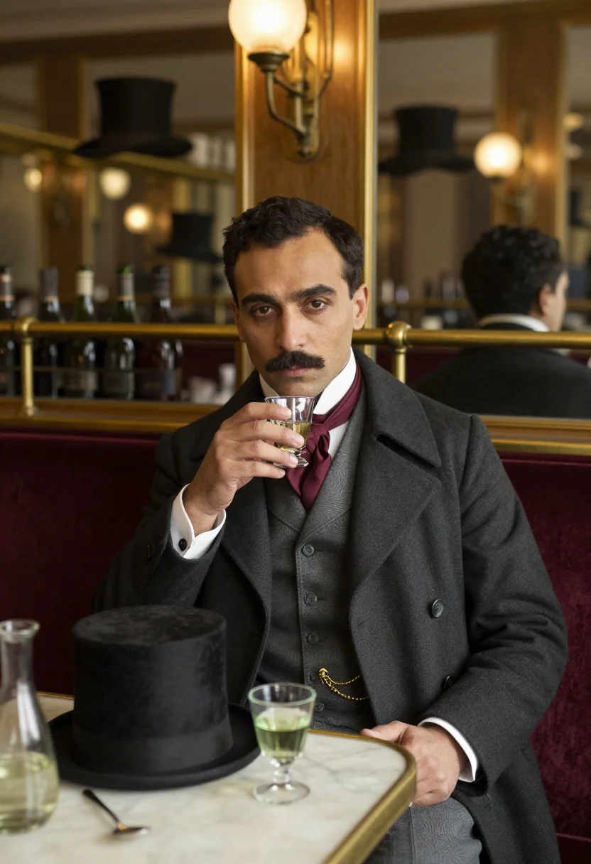 AI boulevardier sample — portrait of a man, close half-length portrait of a mixed-her