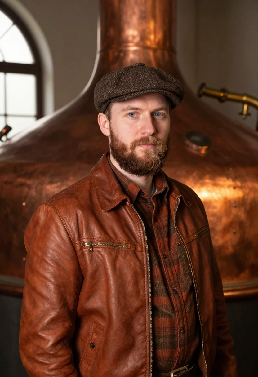 AI brewhouse munich copper sample — portrait of a man, head-and-shoulders portrait of a Bavarian