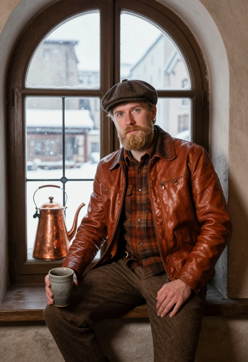 AI brewhouse munich copper sample — portrait of a man, half-length portrait of an Austrian man i