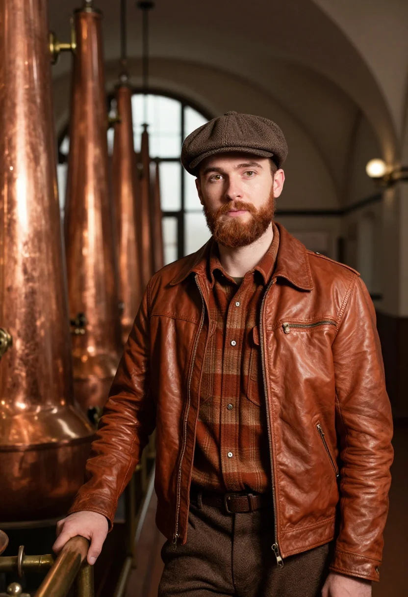 AI brewhouse munich copper sample — portrait of a man, chest-up portrait of a Western-European m
