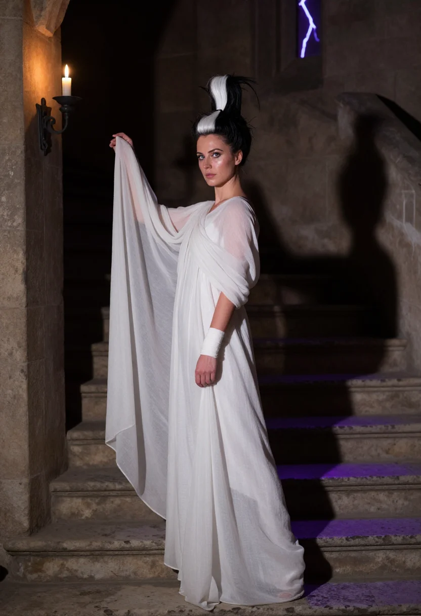 AI bride of frankenstein sample — portrait of a woman, three-quarter-length portrait of a West