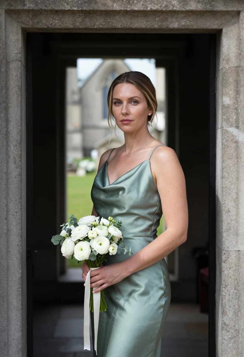 AI bridesmaid sample — portrait of a woman, half-length portrait of a Western-Europ