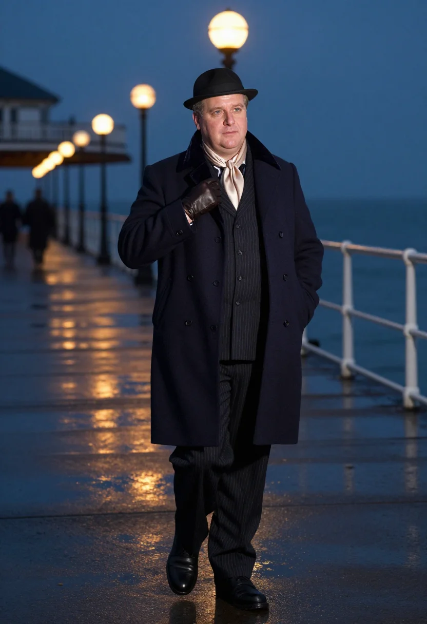 AI brighton pier gang sample — portrait of a man, three-quarter-length portrait of a fair-s