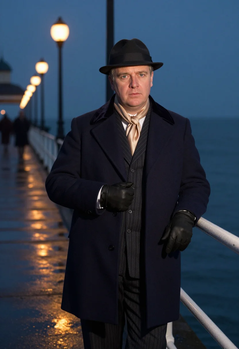 AI brighton pier gang sample — portrait of a man, three-quarter-length portrait of a fair-s