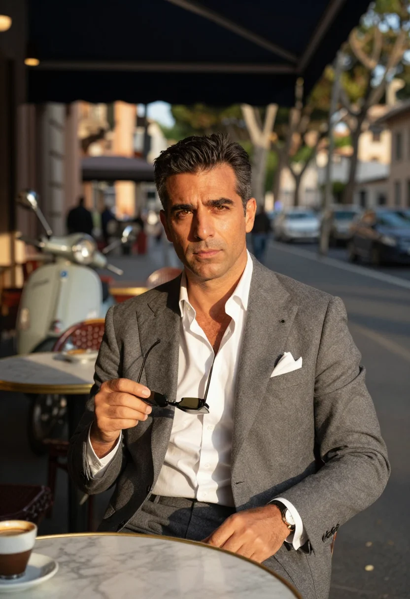 AI brioni roma sample — portrait of a man, chest-up portrait of a Southern-European