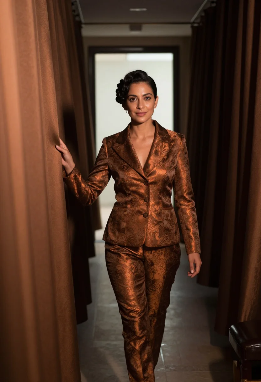 AI brocade bronze sample — portrait of a woman, framed half-length, a woman in her thir