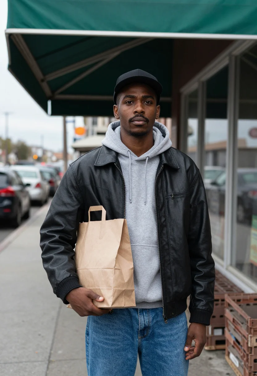 AI brooklyn ninety four sample — portrait of a man, standing half-length portrait of a Black