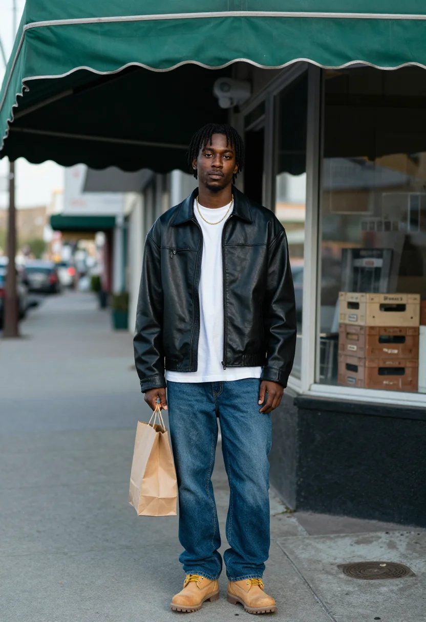 AI brooklyn ninety four sample — portrait of a man, wide standing portrait, camera at eye lev