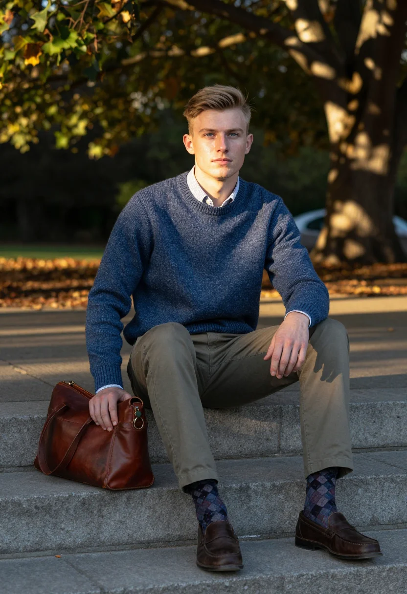 AI brooks brothers ivy sample — portrait of a man, three-quarter-length portrait of an Ameri