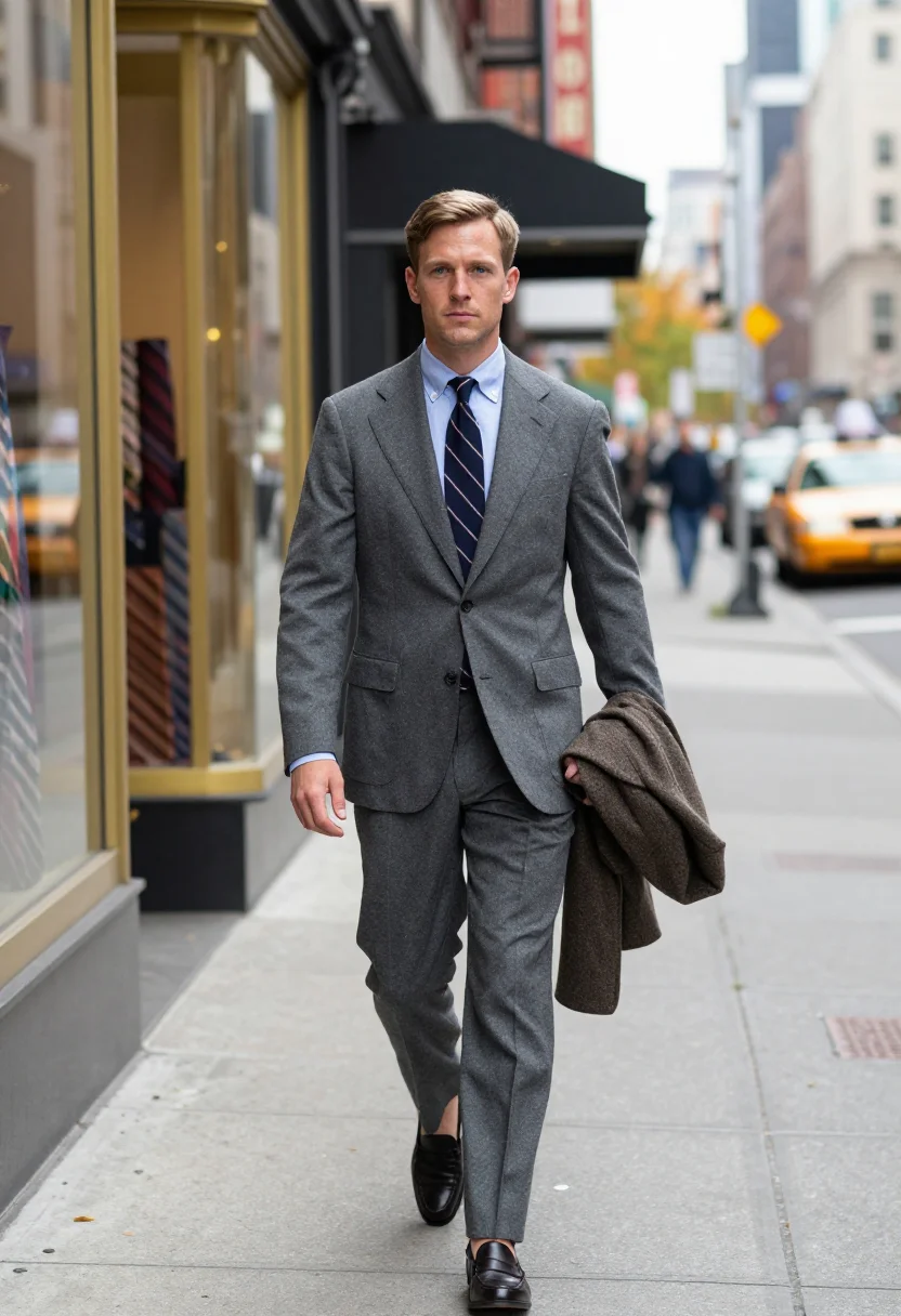 AI brooks brothers ivy sample — portrait of a man, three-quarter-length portrait of an Ameri
