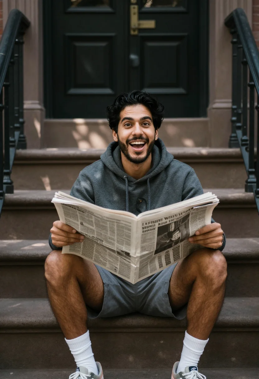 AI brownstone stoop sample — portrait of a man, half-length photograph of a Latin-America