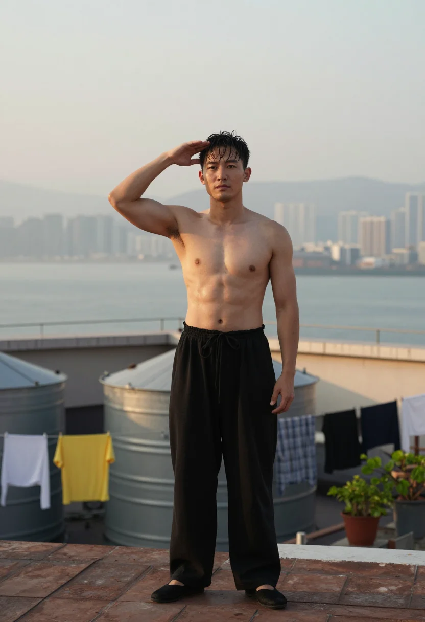 AI bruce lee sample — portrait of a man, half-length portrait of an East-Asian man