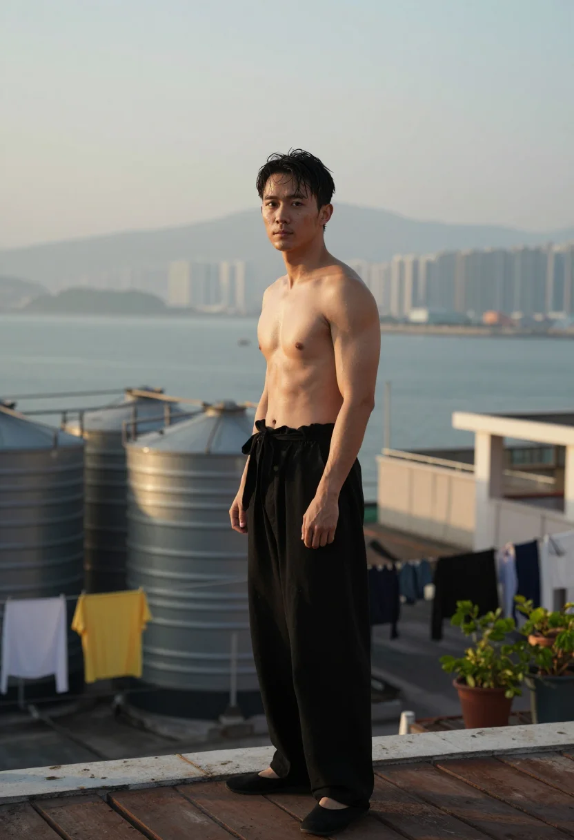 AI bruce lee sample — portrait of a man, three-quarter-length portrait of an East-