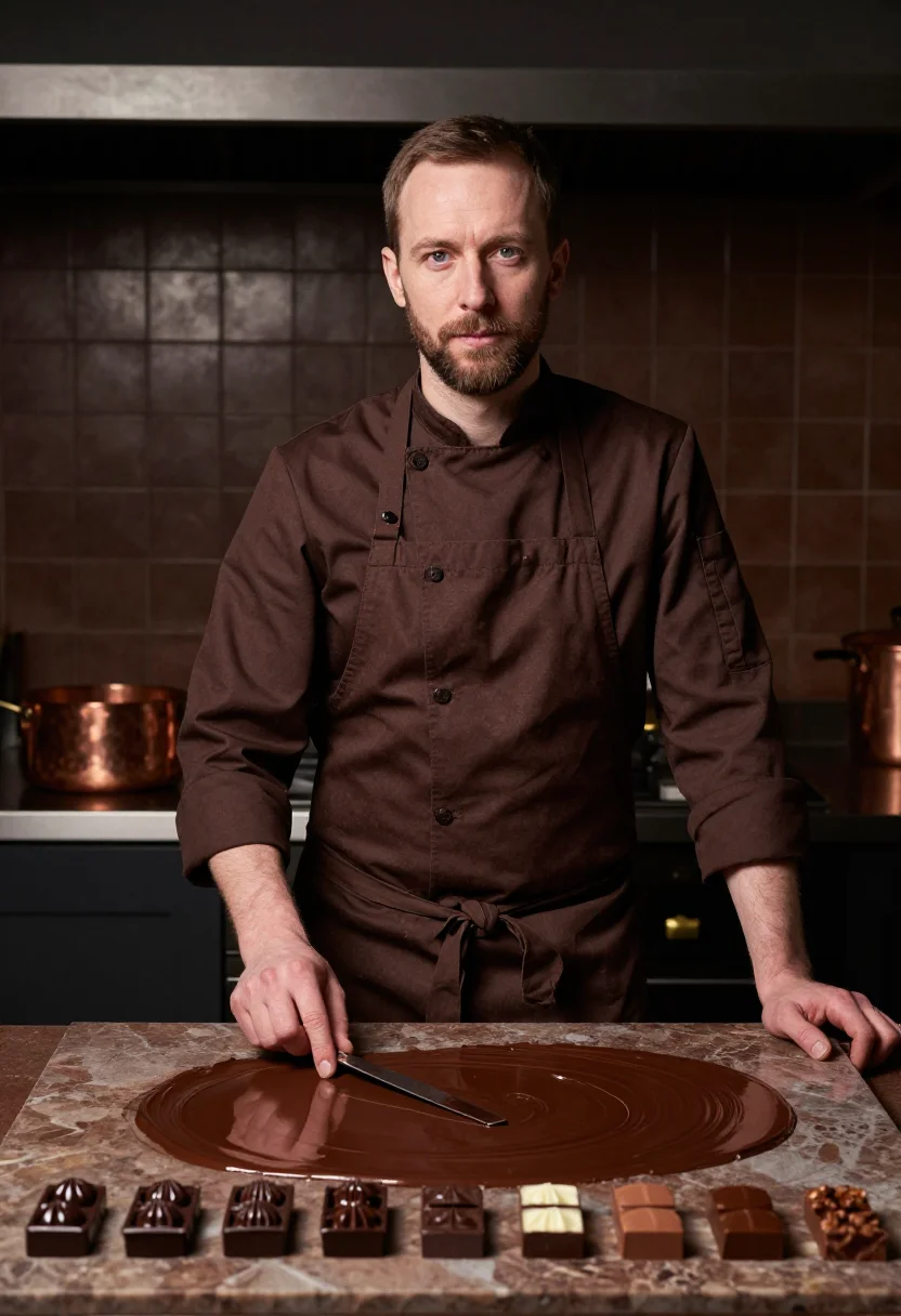 AI bruges chocolate sample — portrait of a man, three-quarter-length portrait of a Flemis