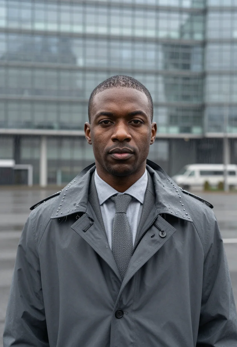 AI brussels rain grey sample — portrait of a man, tight head-and-shoulders portrait of a Bl