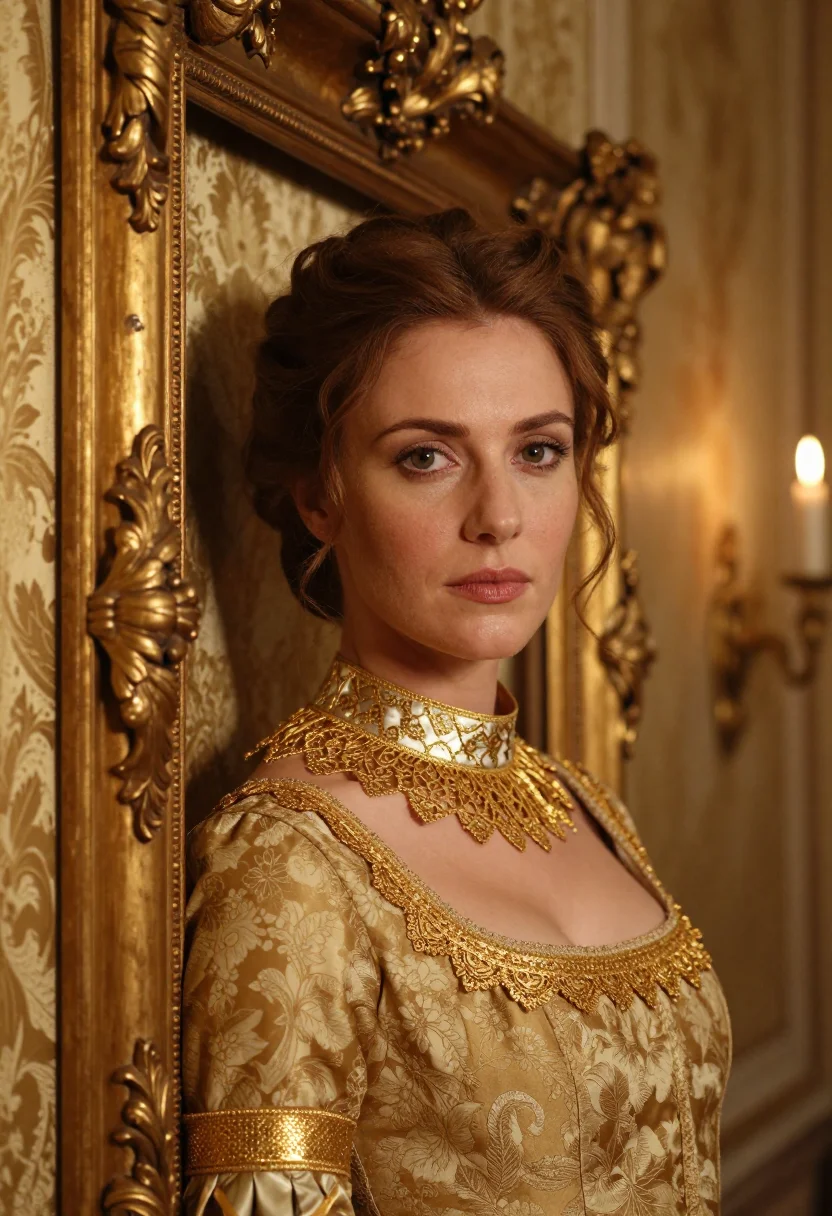 AI buccellati milan via brisa tulle gold sample — portrait of a woman, a Milanese woman in her early forties w