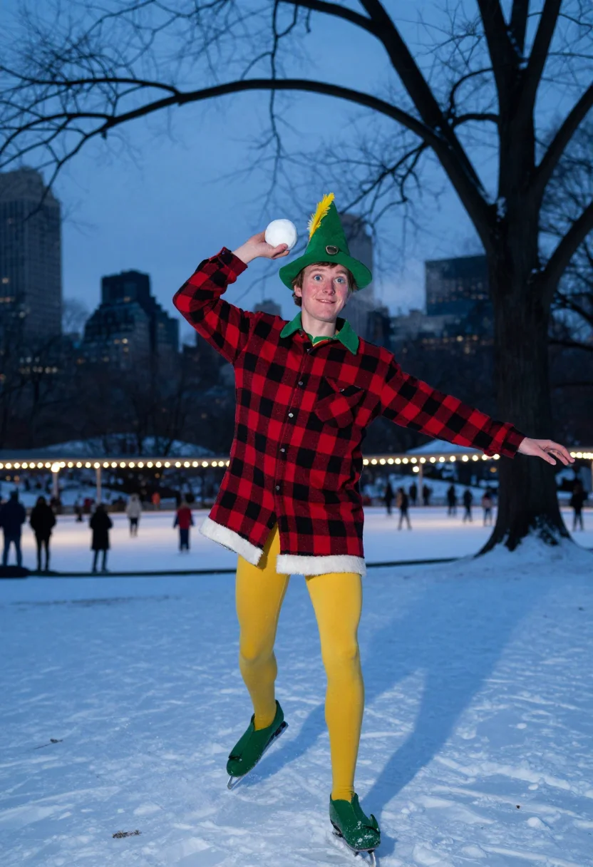 AI buddy the elf sample — editorial portrait photograph, a tall Western-European man i