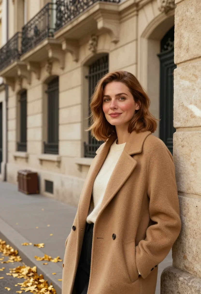 AI buenos aires autumn april plane gold sample — portrait of a woman, a French traveller in her early forties