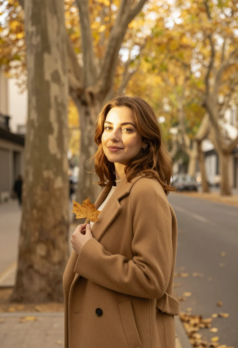 AI buenos aires autumn april plane gold sample — portrait of a woman, an Italian-Argentine traveller in her l