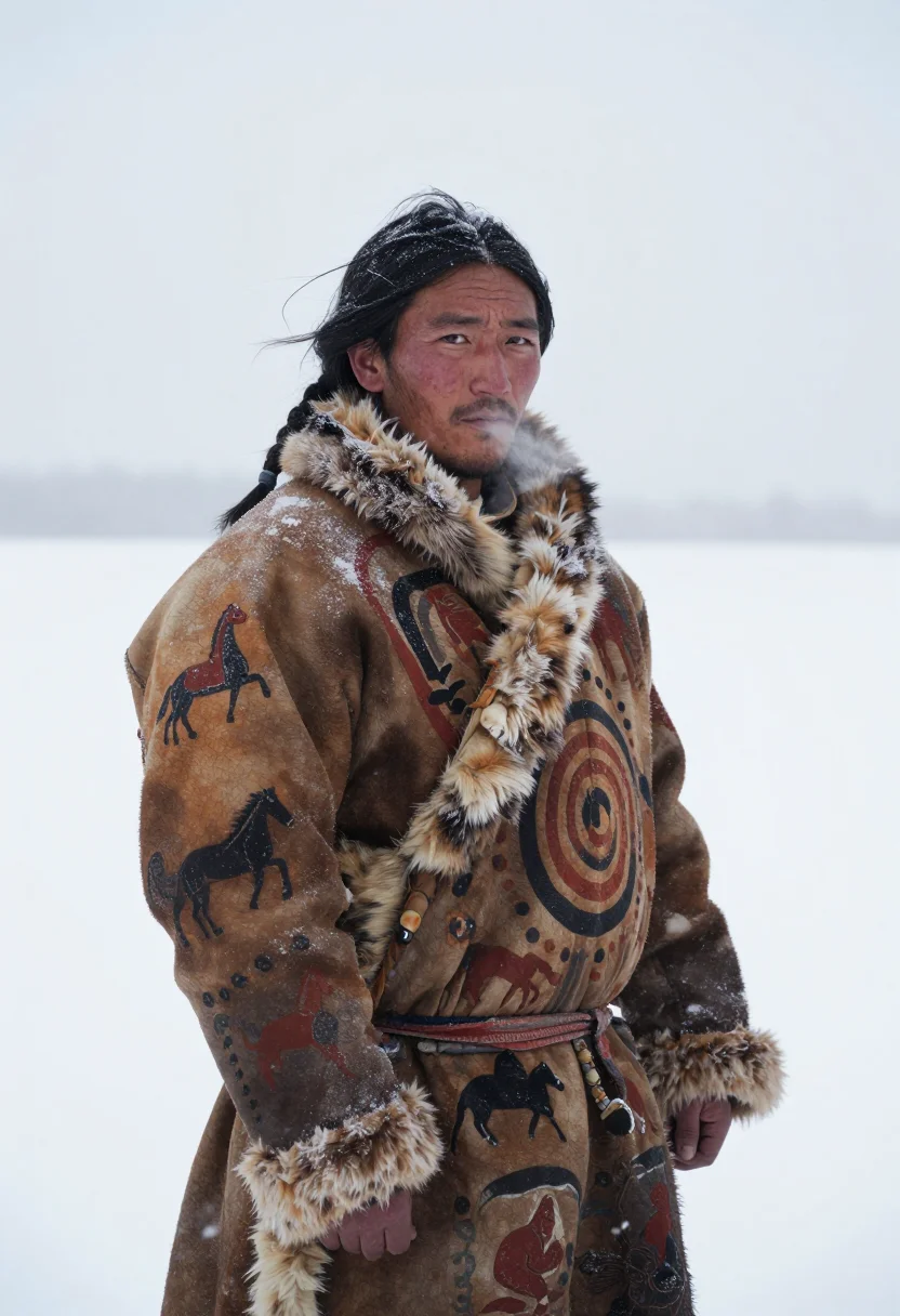 AI buffalo robe sample — portrait of a man, close half-length portrait of a Northern