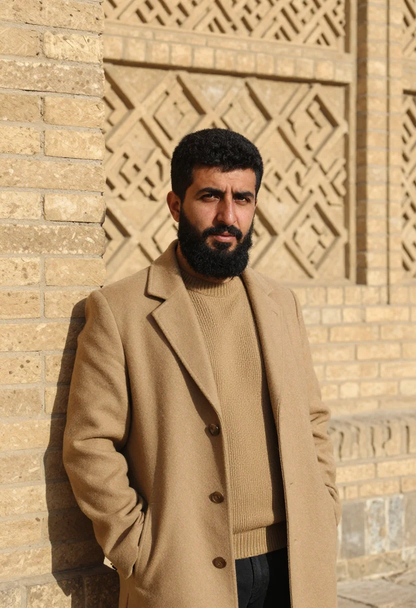AI bukhara historian sand brick minaret sample — portrait of a man, a Tajik historian in his mid-forties with