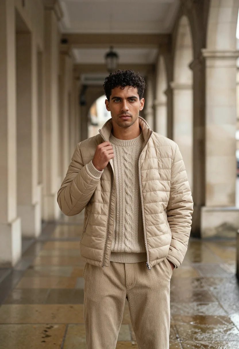 AI burberry beige sample — portrait of a man, waist-up portrait of a Western-European m