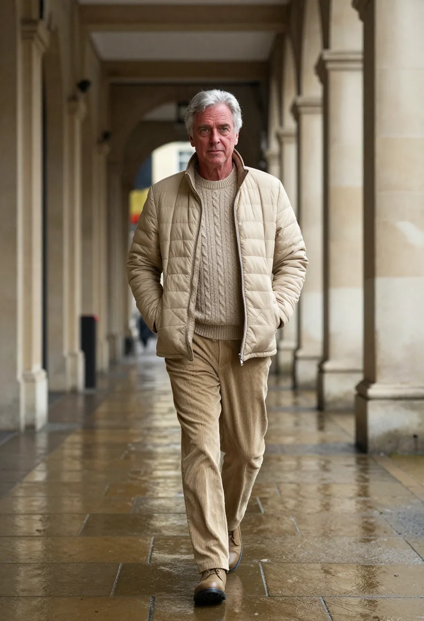 AI burberry beige sample — portrait of a man, full-length portrait of an Anglo-Irish ma