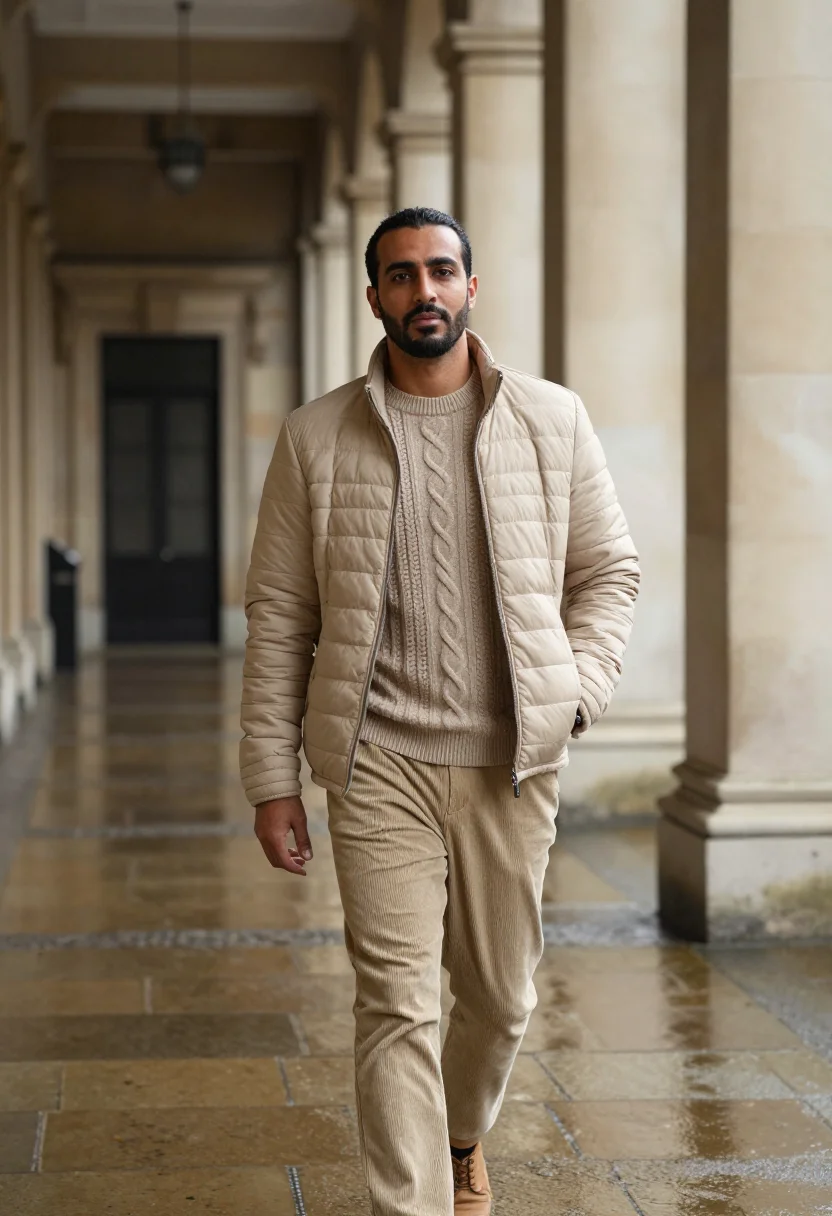AI burberry beige sample — portrait of a man, three-quarter-length portrait of a Middle