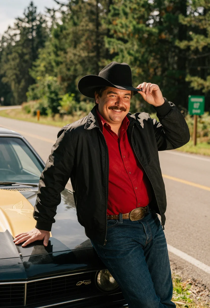 AI burt reynolds sample — portrait of a man, close half-length portrait of a Western-E
