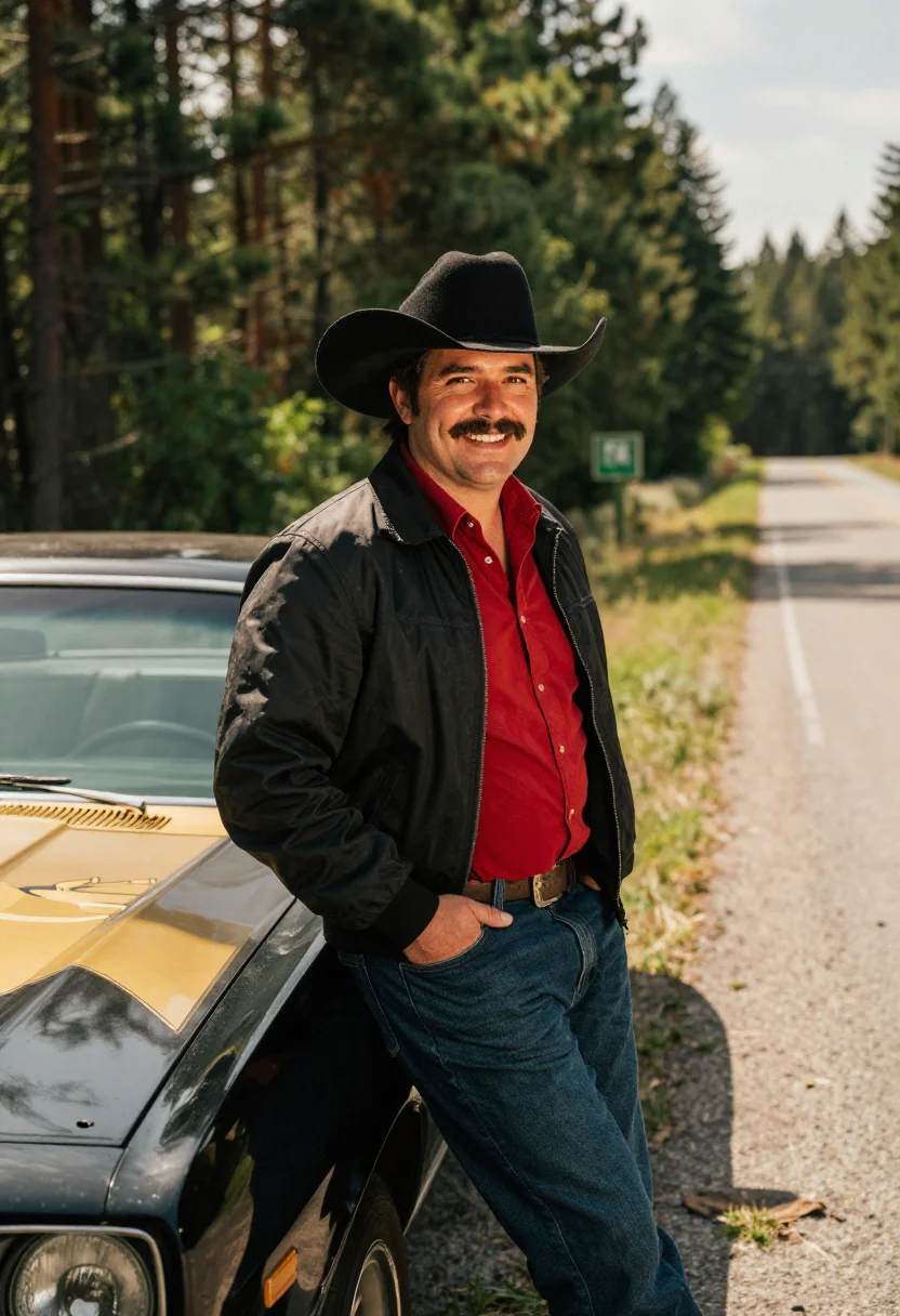 AI burt reynolds sample — portrait of a man, three-quarter-length portrait of a Wester