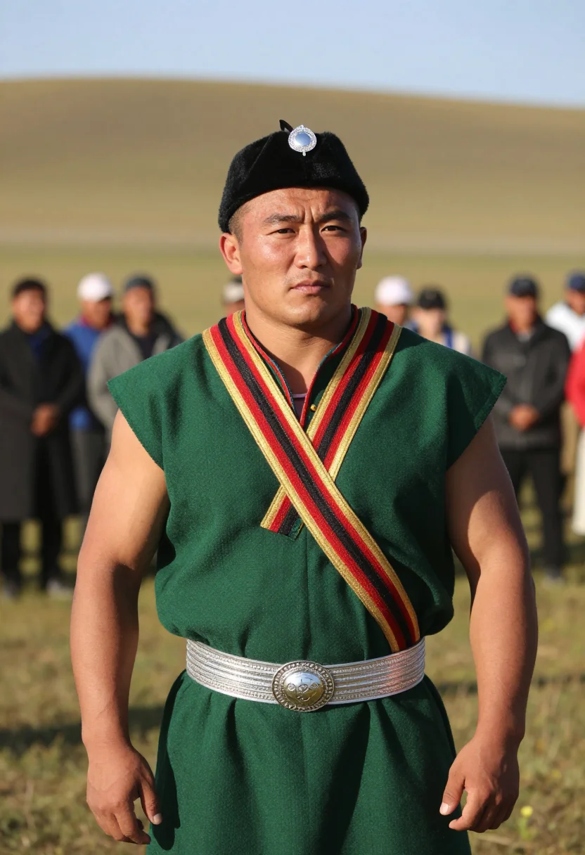 AI buryat degel men sample — candid half-length portrait of a Buryat man with warm sun-to