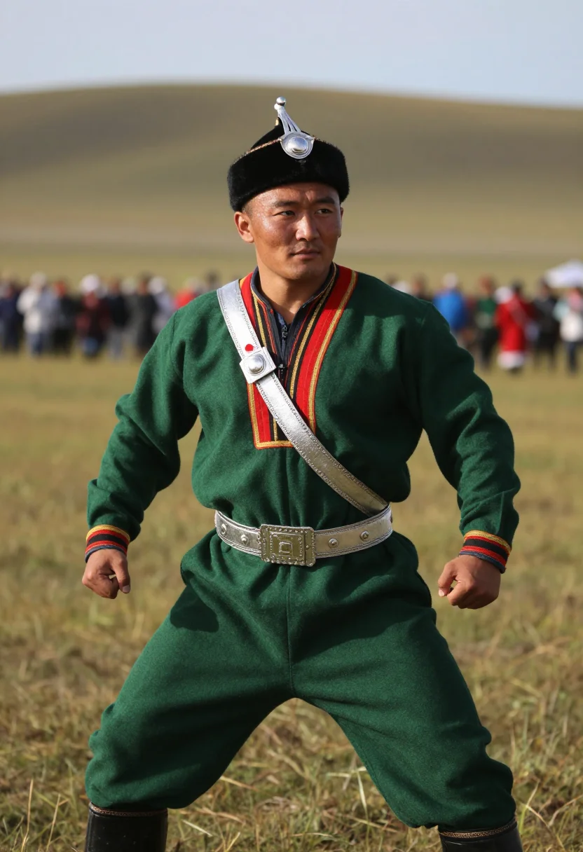 AI buryat degel men sample — candid three-quarter-length portrait of a Buryat man with wa