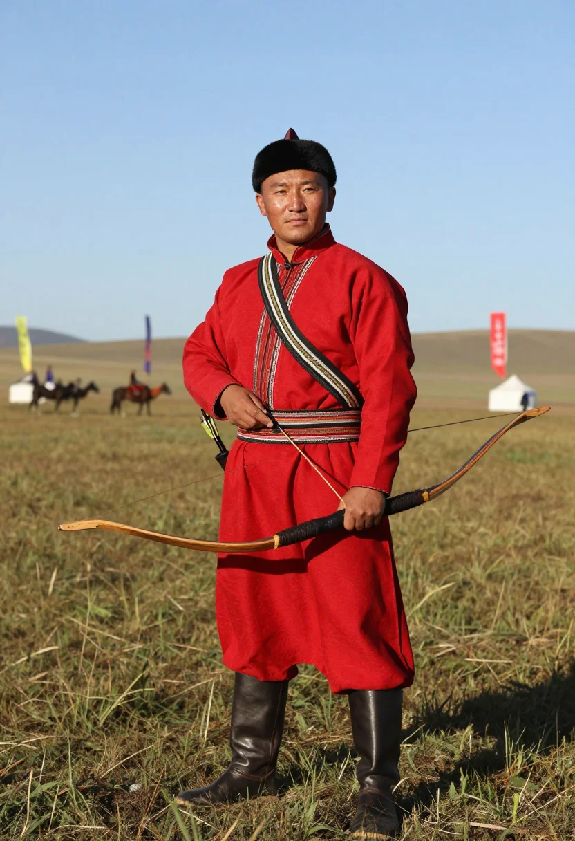 AI buryat degel men sample — candid three-quarter-length portrait of a Buryat man with wa