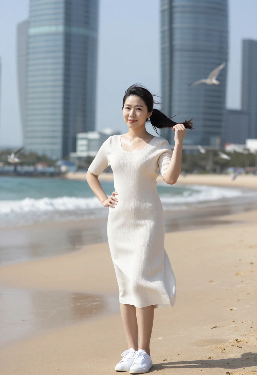 AI busan sample — portrait of a woman, waist-up portrait of a Korean woman in