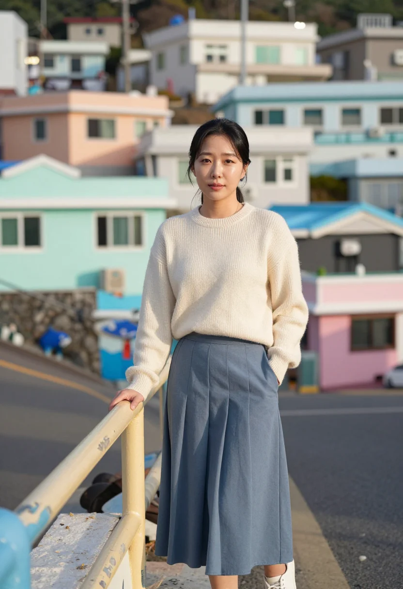AI busan sample — portrait of a woman, waist-up portrait of a Korean woman in