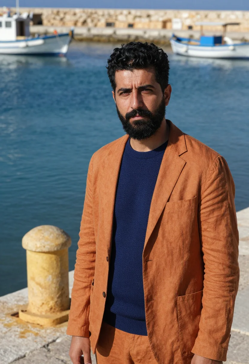 AI byblos marine archaeologist ochre sea sample — portrait of a man, a marine archaeologist of Greek descent i