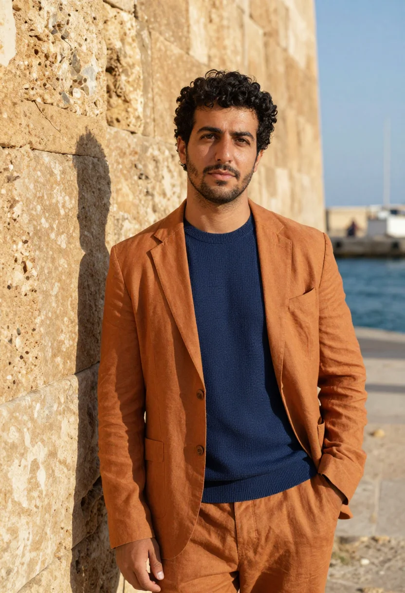 AI byblos marine archaeologist ochre sea sample — portrait of a man, a marine archaeologist of Lebanese descen