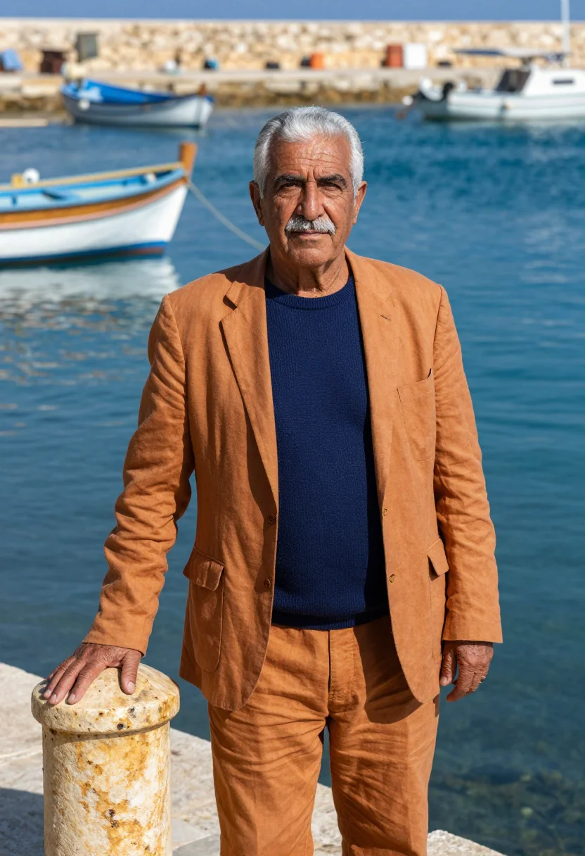AI byblos marine archaeologist ochre sea sample — portrait of a man, a marine archaeologist of Lebanese descen