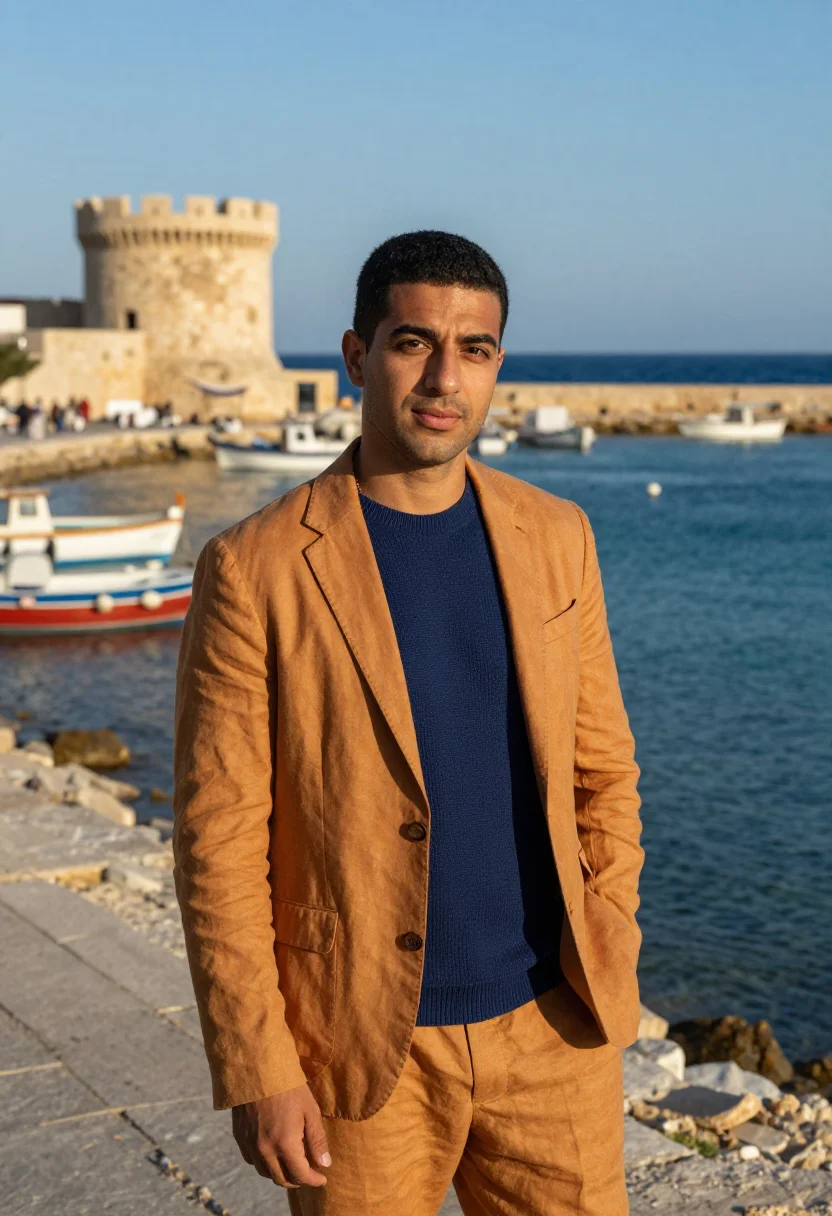 AI byblos marine archaeologist ochre sea sample — portrait of a man, a marine archaeologist of Lebanese descen