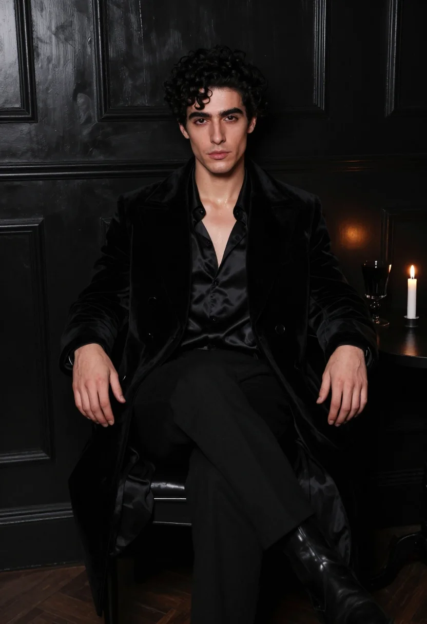 AI byron noir sample — portrait of a man, in his early thirties with pale skin, dar