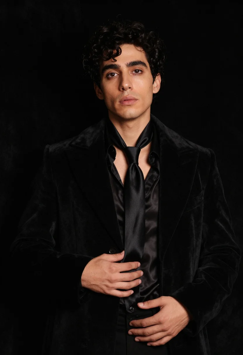 AI byron noir sample — portrait of a man, in his early thirties with pale skin, dar