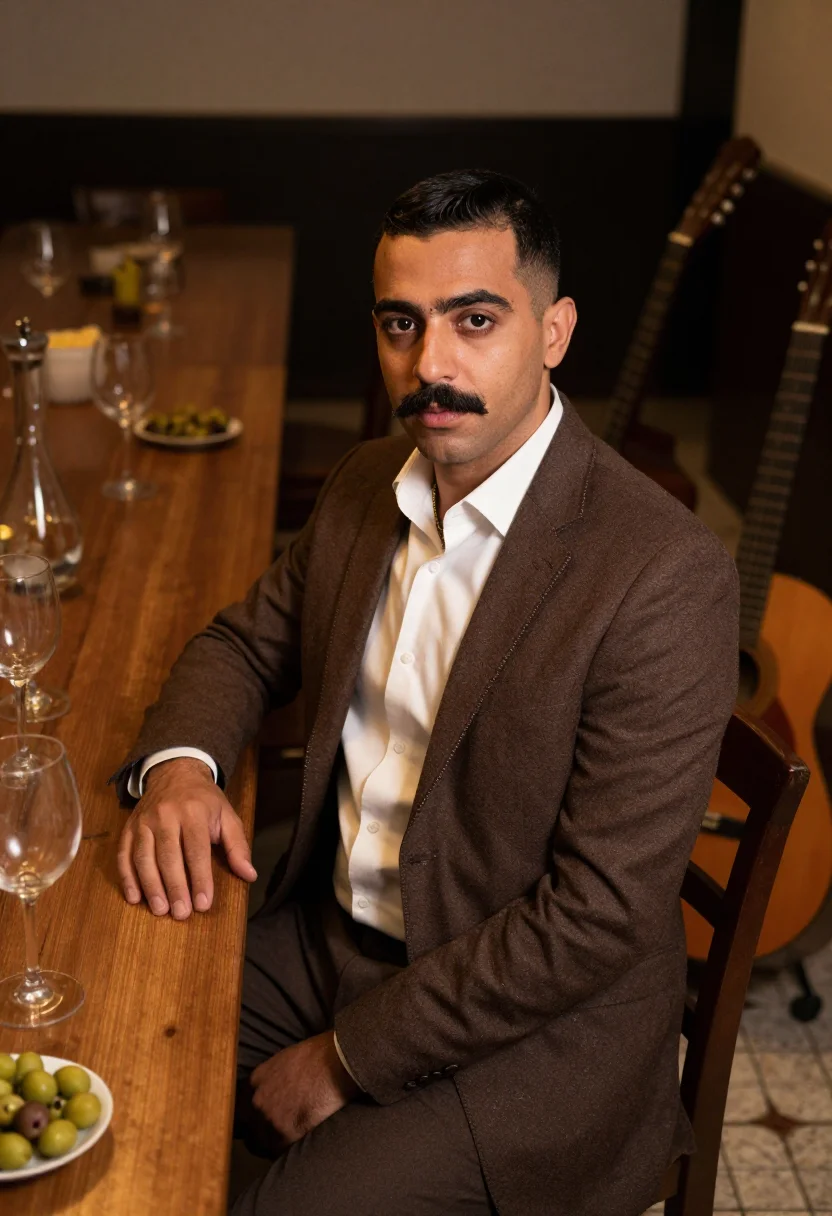 AI c tangana madrileno sample — portrait of a man, three-quarter-length portrait of a man of