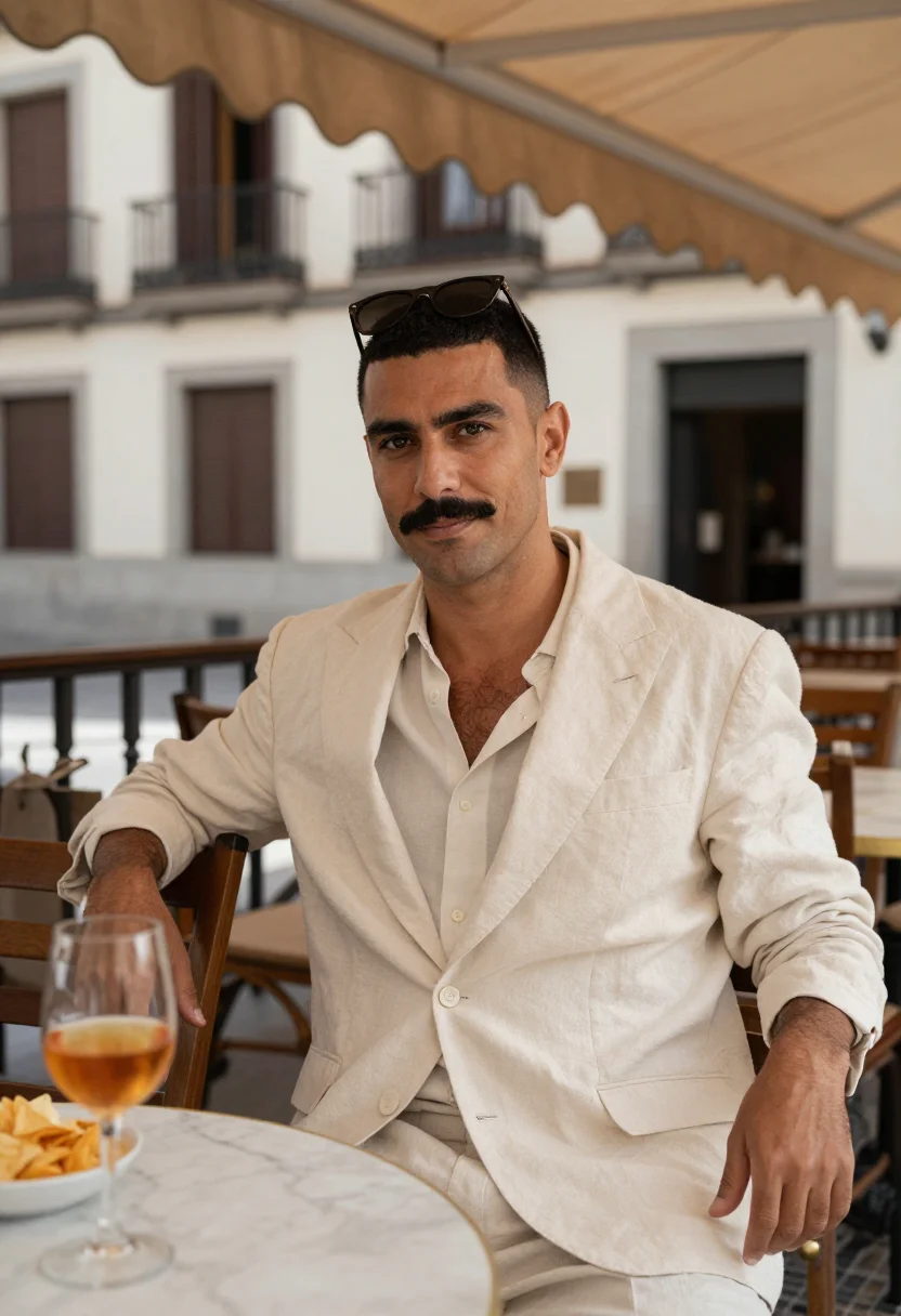 AI c tangana madrileno sample — portrait of a man, three-quarter-length portrait of a man of
